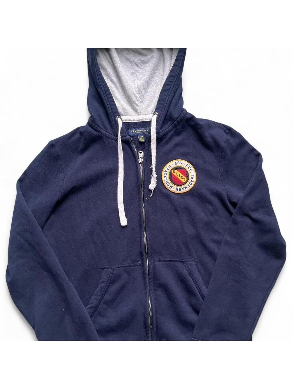 Aeropostale Mens XL Navy Blue Full Zip-Up Hoodie Sweatshirt